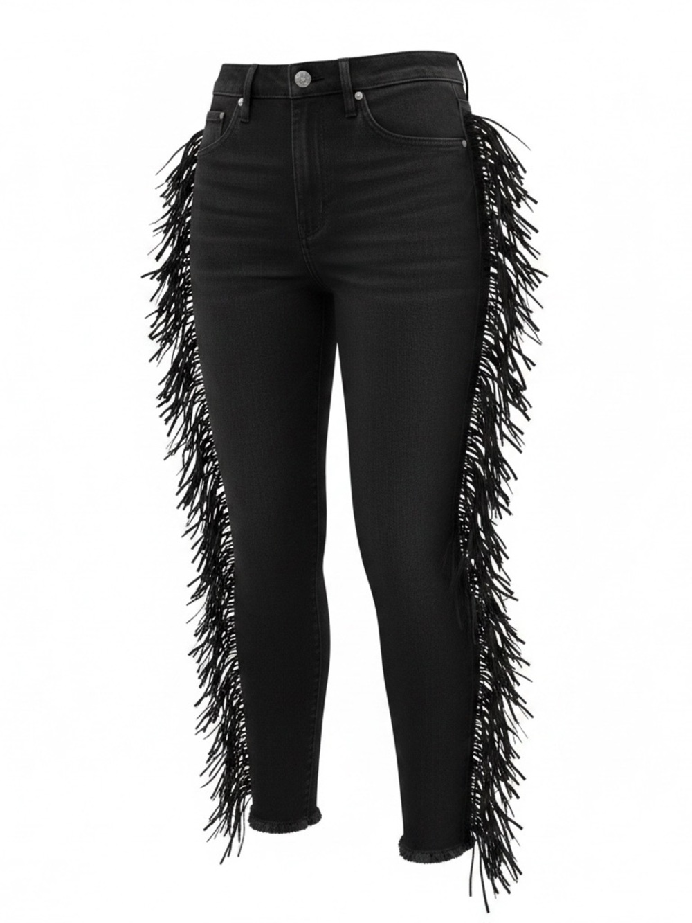 Juicy Couture Black Skinny Jeans with Side Fringe